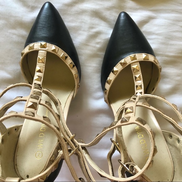 Strappy Studded Pointy Heels - Picture 4 of 4